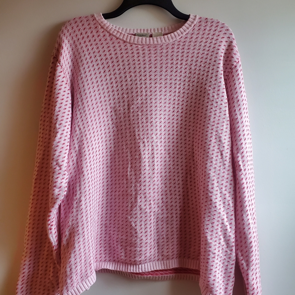 L.L. Bean Boxy Dotted Heart Sweater Women's Size XL Boxy Crewneck